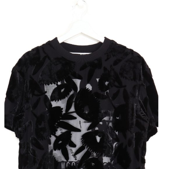 ALEXANDER McQUEEN McQ Velvet Embellished Graphic Print T-Shirt - Picture 3 of 10